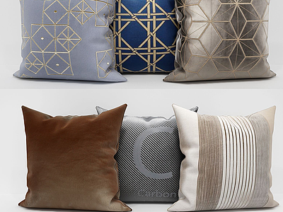 3d现代布艺沙发靠枕抱枕模型