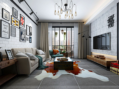 3d现代客厅创意地毯模型