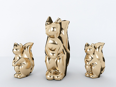 3d几何动物猫雕塑摆件模型