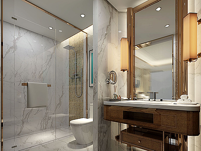 淋浴房洗手台卫生间模型3d模型