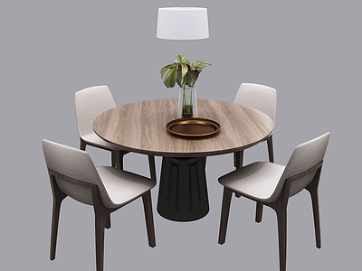 北欧圆形餐桌椅模型3d模型