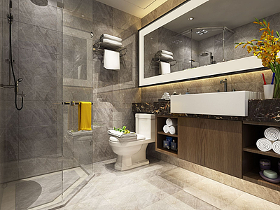 3d中式卫生间整体浴房模型