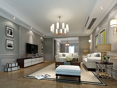 现代客厅休息室3d模型