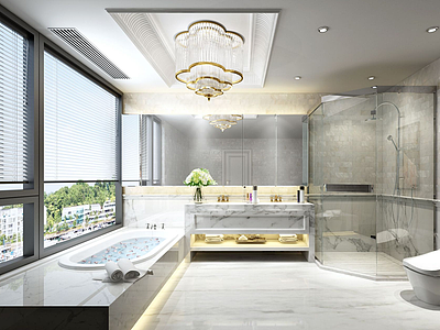 现代洗漱台浴缸浴房3d模型