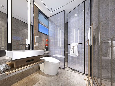现代卫生间洗浴间毛巾架3d模型