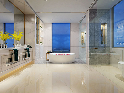 酒店客房洗手间浴缸模型3d模型