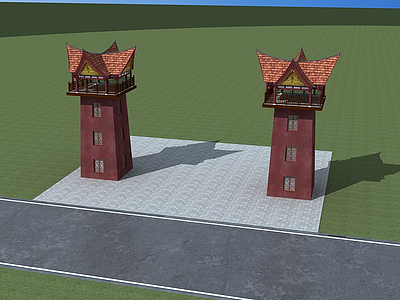 3d彝族塔楼模型