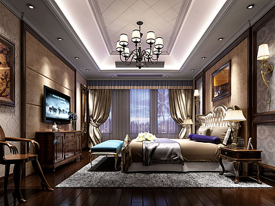 3d豪华舒适卧室模型