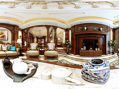 3d欧式客厅陶瓷茶具摆件模型