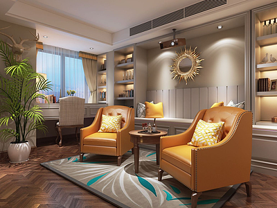 3d现代元素客厅休息室模型