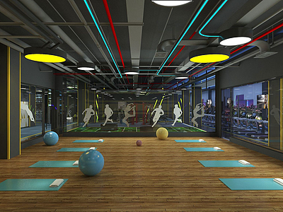 3d体操房瑜伽室模型