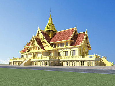 3d傣族建筑寺庙模型