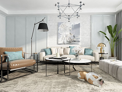 3d客厅沙发茶几现代组合模型