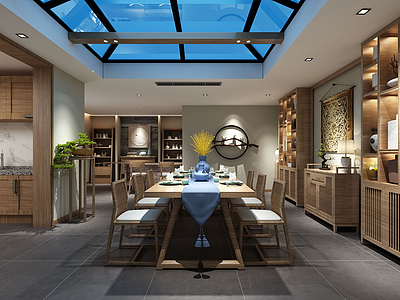 3d中式家具组合餐厅模型