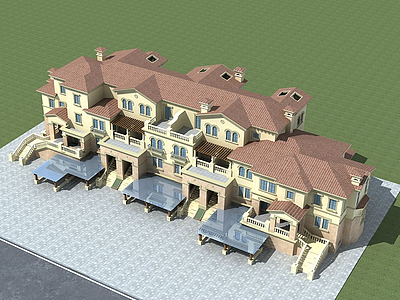 3d欧式联排别墅模型