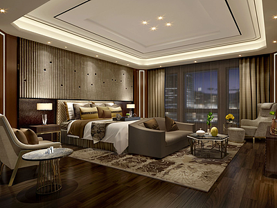 3d现代构思客厅卧室套房模型