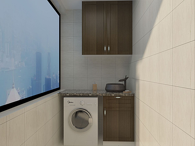 3d洗衣机柜创意角落空间模型