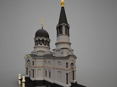 3d欧式外观建筑教堂模型