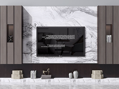 3d新中式电视柜电视背景墙模型