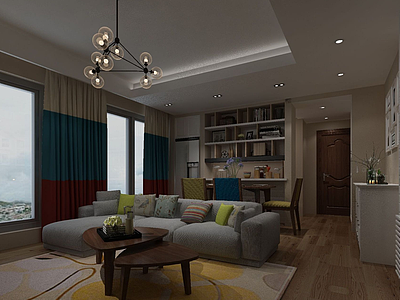 3d现代客厅空间模型