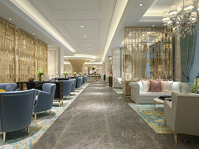 3d星级酒店西餐厅模型