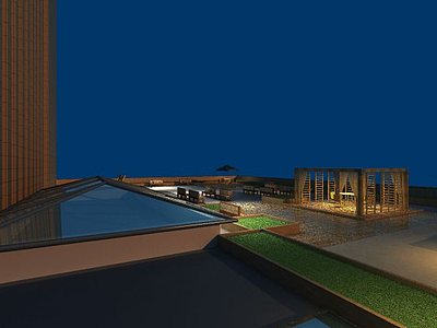 3d庭院小院带水系模型