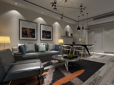 3d现代客厅空间模型