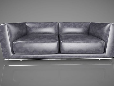 3d双人皮革沙发模型