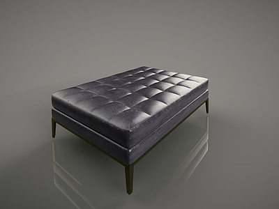 皮质沙发长凳模型3d模型