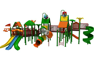 3d大型滑梯儿童游乐设施模型