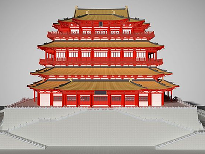 3d中国古建筑寺庙庙宇模型