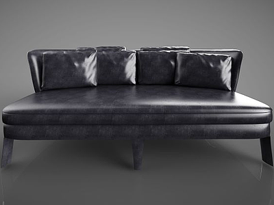 3d黑色皮质沙发模型