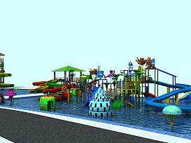 3d大型滑梯水上乐园设施模型