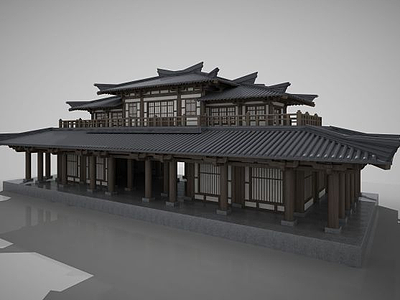 3d古建<font class='myIsRed'>阁楼</font>古建中国传统建筑模型