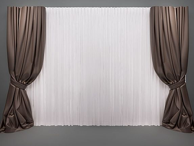 3d现代北欧窗帘，新中式窗帘模型