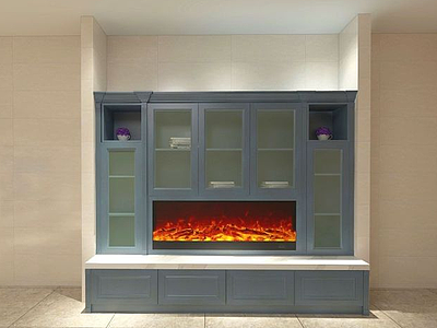 3d壁炉柜模型
