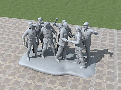 红军雕塑景观3d模型