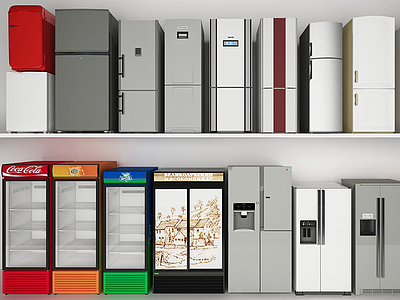 3d现代冰箱冰柜饮料柜组合模型
