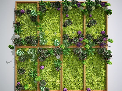 3d植物墙绿植墙景观墙花卉模型