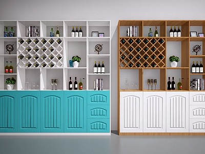 3d现代北欧酒柜书柜装饰柜模型