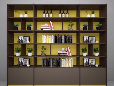 3d现代北欧酒柜书柜装饰柜模型
