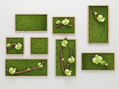 现代植物装饰画3d模型