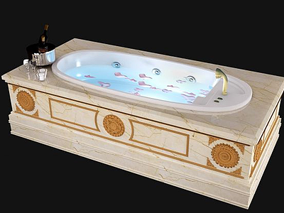 3d欧式简欧浴缸浴池模型