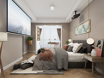 北欧风格卧室3d模型