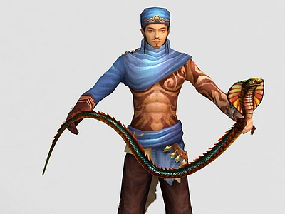 3d游戏人物养蛇人模型