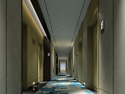 3d走廊电梯间模型