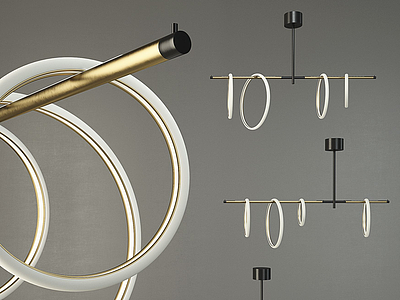 3d现代创意设计圆圈吊灯模型