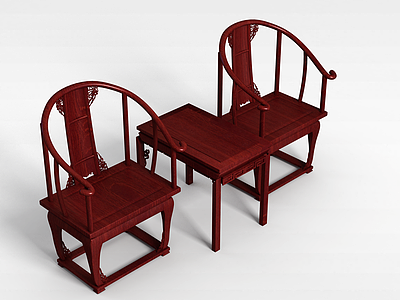 3d红木桌椅组合模型