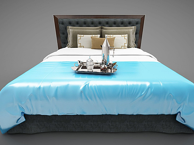 3d现代风格欧式床模型