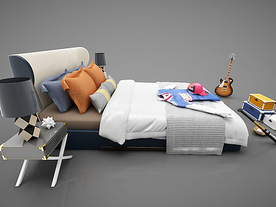 3d现代风格床模型
